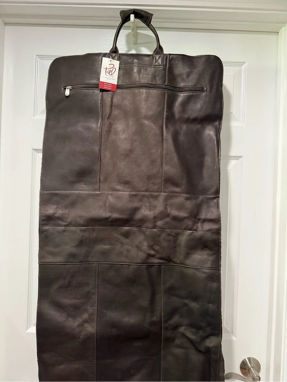 Piel Leather - Brown Leather Garment Bag with Top Carry